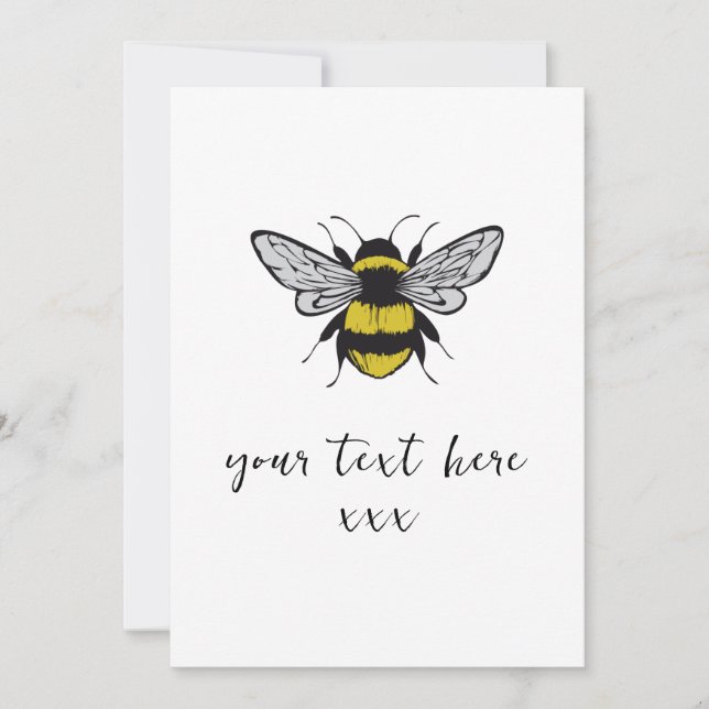 Bee Illustration – add your own text  Invitation (Front)