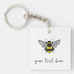 Bee Illustration – add your own text  Keychain