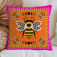 Bee Illustrations on Burnt Orange Elegant Floral