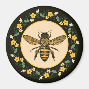 Bee in Pretty Yellow Flower Frame  Magnet