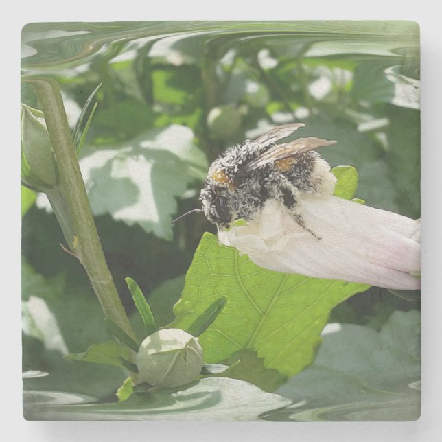Bee in summer stone coaster (Front)