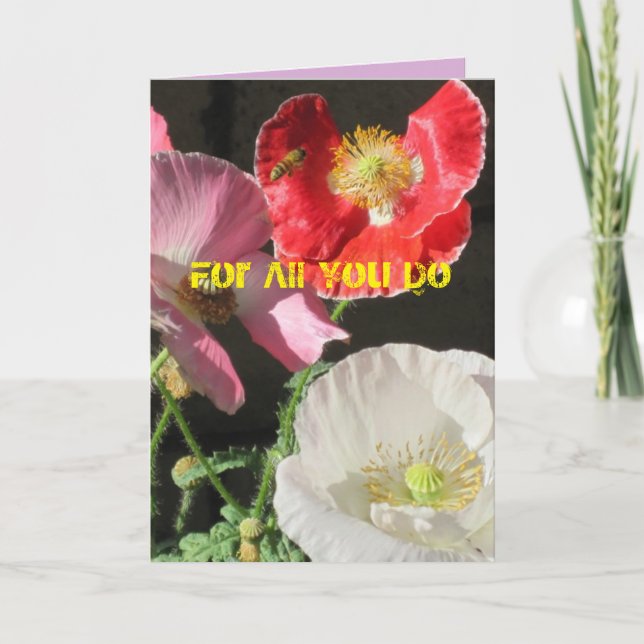 Bee In The Poppies Thank You Card (Front)