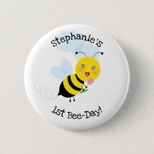 Bee in Tulip Garden Button
