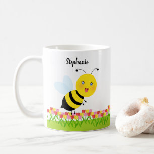 Bee in Tulip Garden Coffee Mug