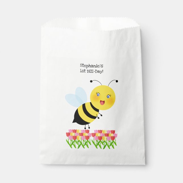 Bee in Tulip Garden Favor Bag (Front)