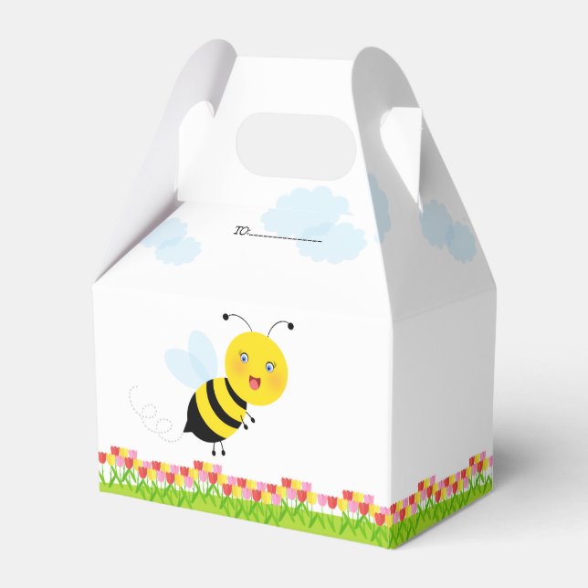 Bee in Tulip Garden Favor Boxes (Front Side)