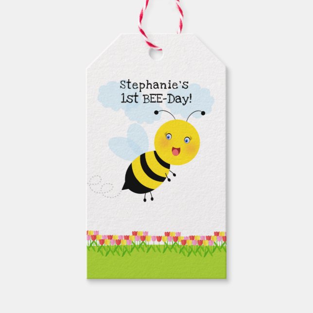 Bee in Tulip Garden Gift Tags (Front)