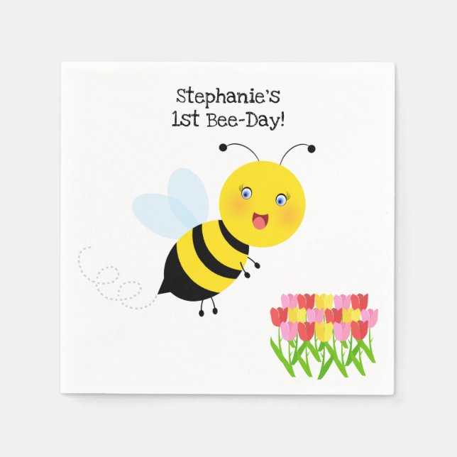 Bee in Tulip Garden Napkins (Front)