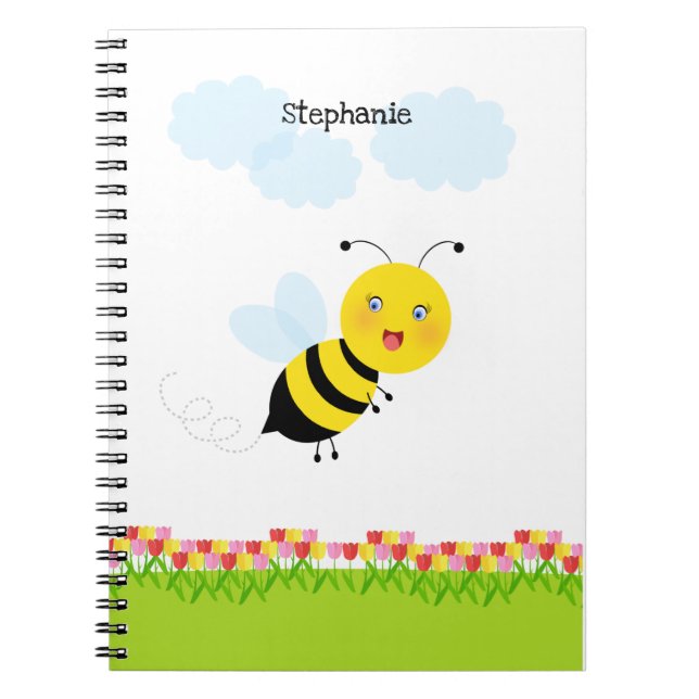 Bee in Tulip Garden Notebook (Front)