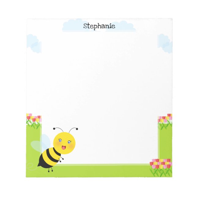 Bee in Tulip Garden Notepad (Front)