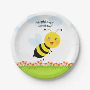 Bee in Tulip Garden Paper Plates
