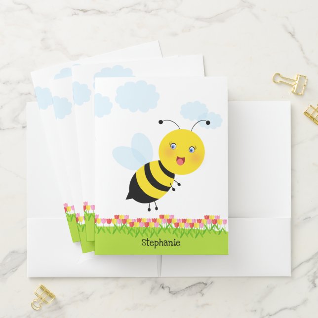 Bee in Tulip Garden Pocket Folder (In Situ)