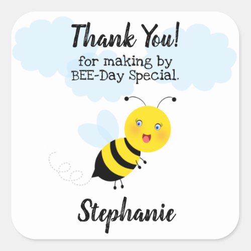 Bee in Tulip Garden Square Sticker