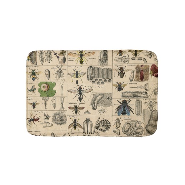 Bee Insect Bug Wasp Natural Nature Bees Painting Bath Mat (Front)