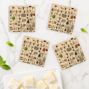 Bee Insect Bug Wasp Natural Nature Bees Painting Coaster Set