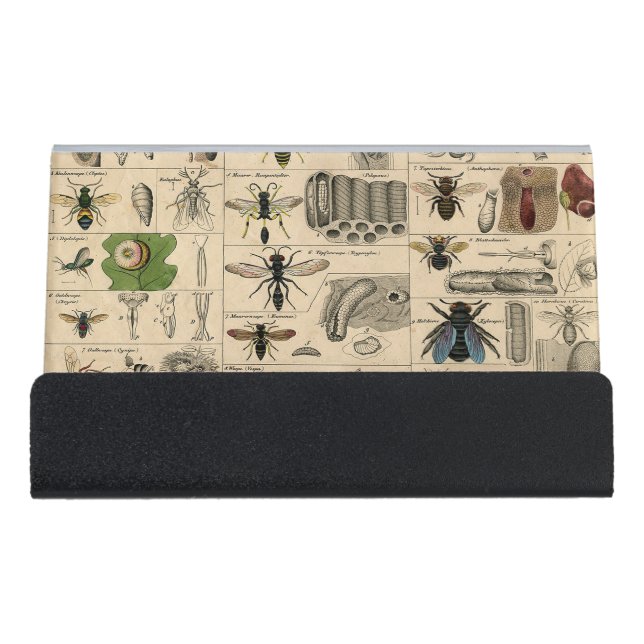 Bee Insect Bug Wasp Natural Nature Bees Painting Desk Business Card Holder (Front)