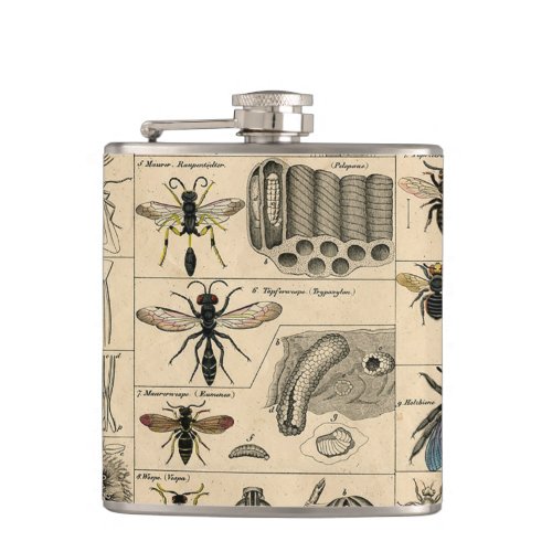 Bee Insect Bug Wasp Natural Nature Bees Painting Flask