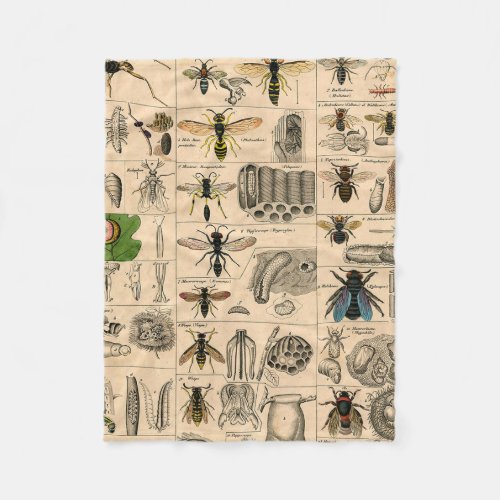 Bee Insect Bug Wasp Natural Nature Bees Painting Fleece Blanket