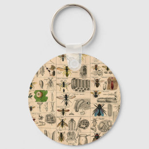 Bee Insect Bug Wasp Natural Nature Bees Painting Keychain