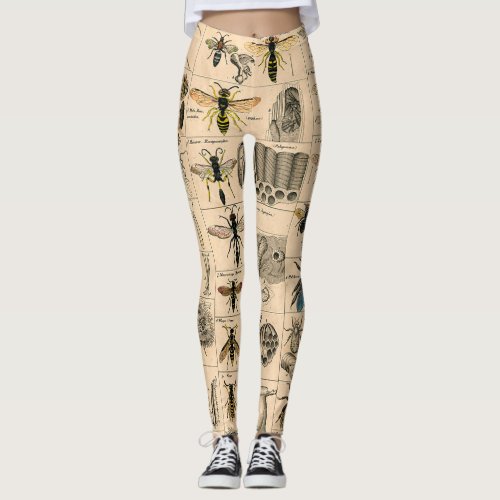 Bee Insect Bug Wasp Natural Nature Bees Painting Leggings