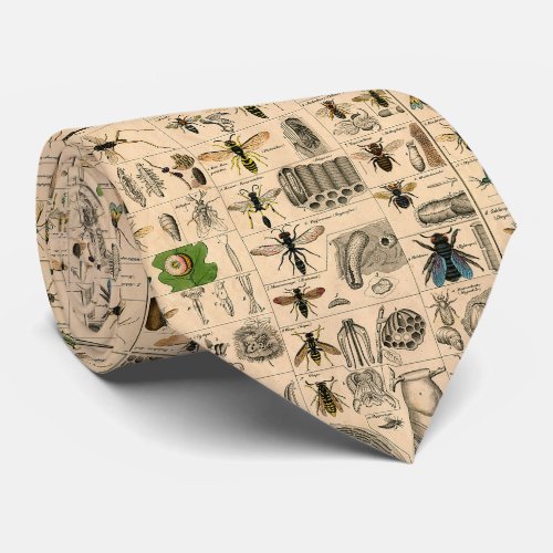 Bee Insect Bug Wasp Natural Nature Bees Painting Neck Tie