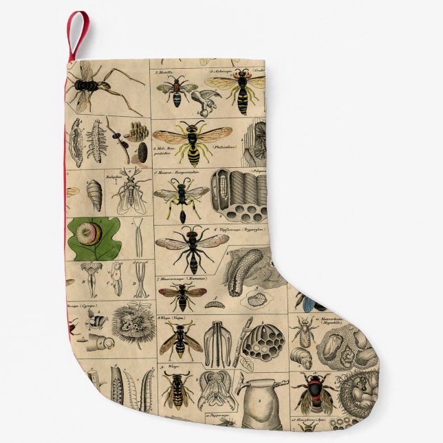 Bee Insect Bug Wasp Natural Nature Bees Painting Small Christmas Stocking (Front)