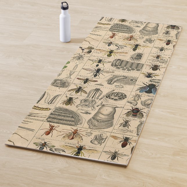Bee Insect Bug Wasp Natural Nature Bees Painting Yoga Mat (In Situ)