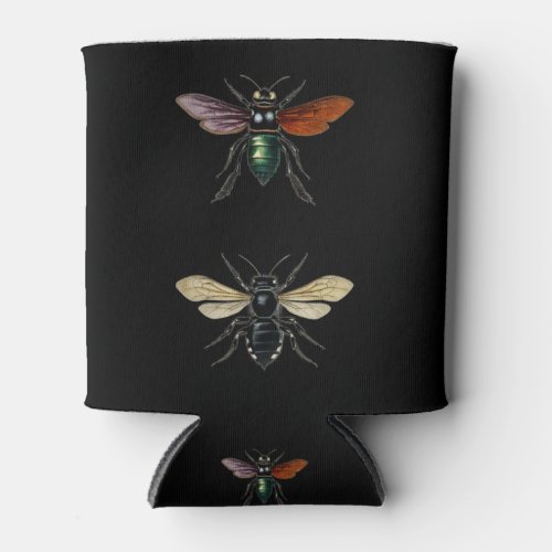 BEE INSECTS VINTAGE ILLUSTRATIOn Can Cooler