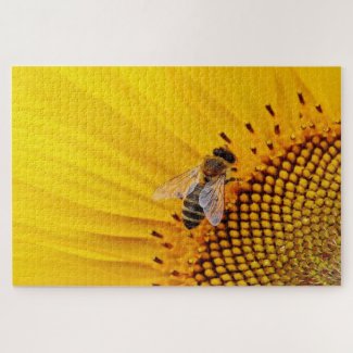 Bee inside a sunflower