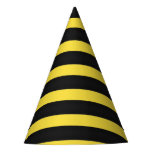 [ Thumbnail: Bee Inspired Black and Yellow Stripes Party Hat ]