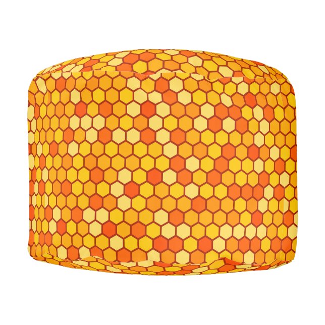 Bee-Inspired Cozy Honeycomb  Pouf (Front)