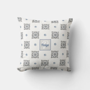 Bee Inspired Hand-Drawn Doodle with Monogram Throw Pillow