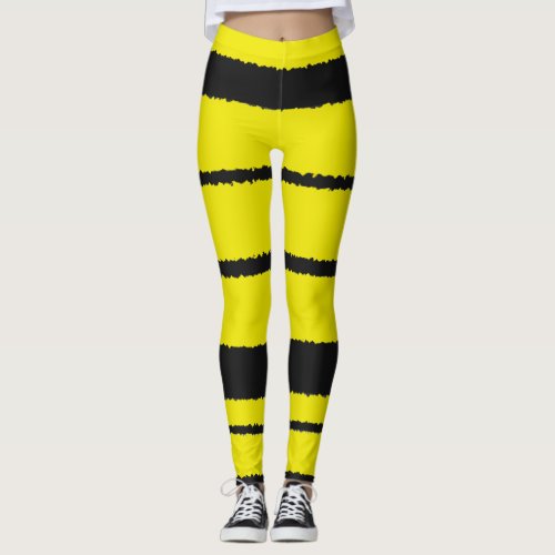 Bee Inspired Yellow and Black Stripes Leggings