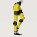 [ Thumbnail: Bee Inspired Yellow/Black Stripes Leggings ]