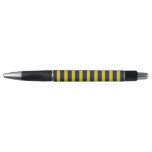 [ Thumbnail: Bee Inspired Yellow + Black Stripes Pen ]