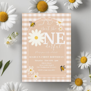 Bee Isn't she ONEderful Daisy First Birthday Invitation