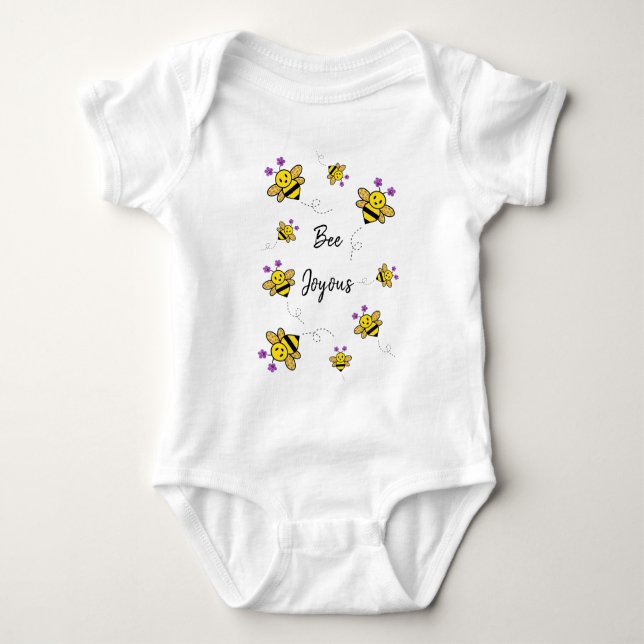 Bee Joyous Whimsical Floral Baby Bodysuit (Front)