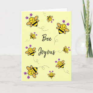 Bee Joyous Whimsical Floral Folded Greeting Card
