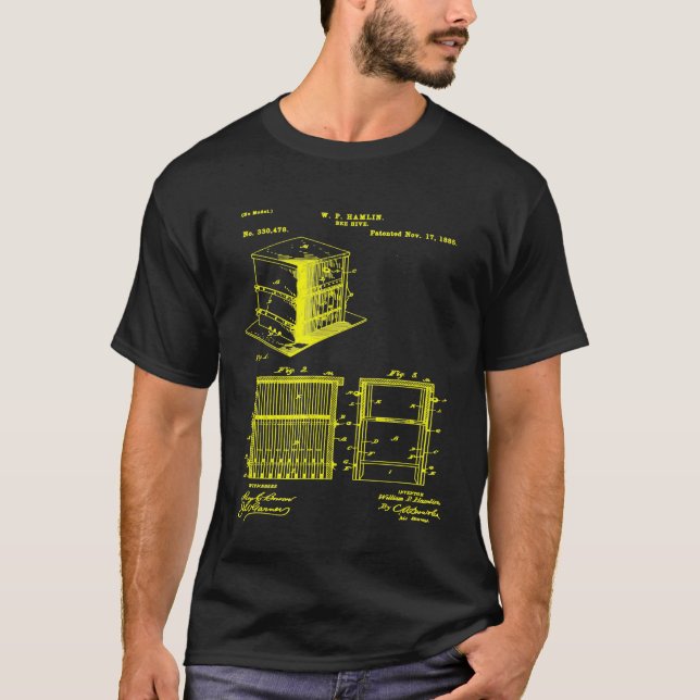 Bee Keeper Bee Hive Patent print 1885 Honey save t T-Shirt (Front)