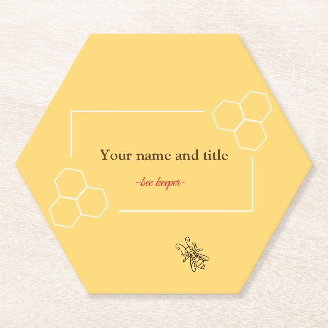 Bee keeper design customizable business card paper coaster (Front)