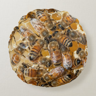 Bee keeping at Arlo's Honey Farm Round Pillow