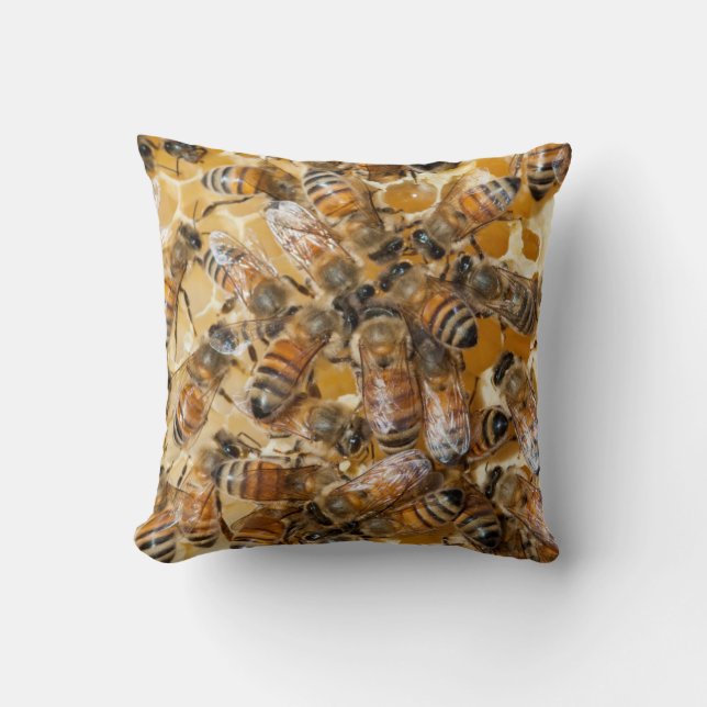 Bee keeping at Arlo's Honey Farm Throw Pillow (Front)