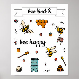 Bee Kind & Prints Posters Zazzle 
