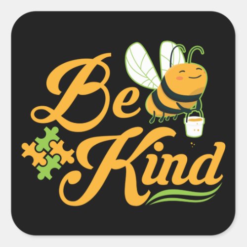 Bee Kind Autism Awareness Autism Superhero Square Sticker