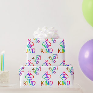 Bee kind, be kind, colorful bumblebee design  wrapping paper