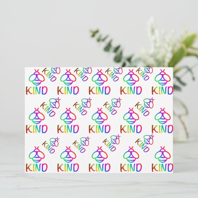 Bee kind, be kind, colorful honey bee design  invitation (Standing Front)