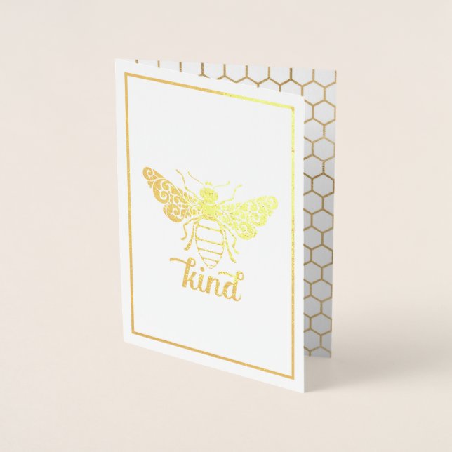 Bee Kind | Be Kind | Gold Foil Ornate Bee Foil Card (Front)