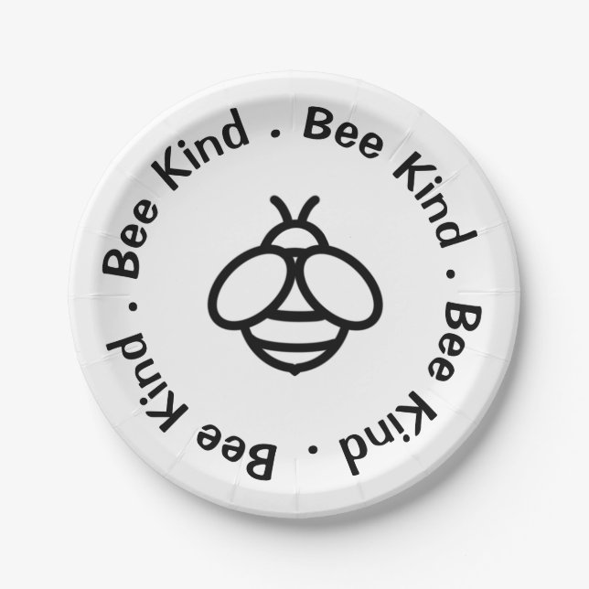 Bee Kind, be kind honey bee design Paper Plates (Front)