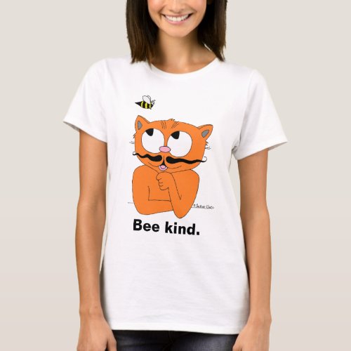 Bee kind Be Kind Inspirational Cartoon Cat T_Shirt