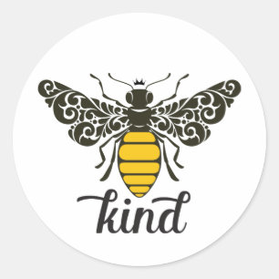Bee Kind   Be Kind   Ornate Bee  Classic Round Sticker